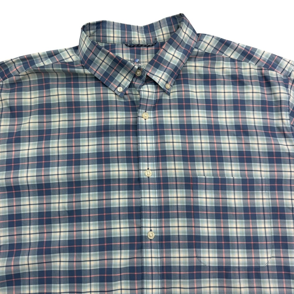 Vineyard Vines Shirt Mens 2XL Blue Plaid Long Sleeve Button Performance Brrr OTG